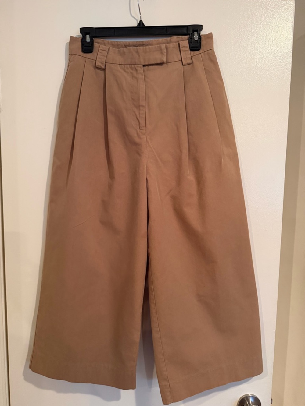 Topshop Tan High-Rise cropped Trousers